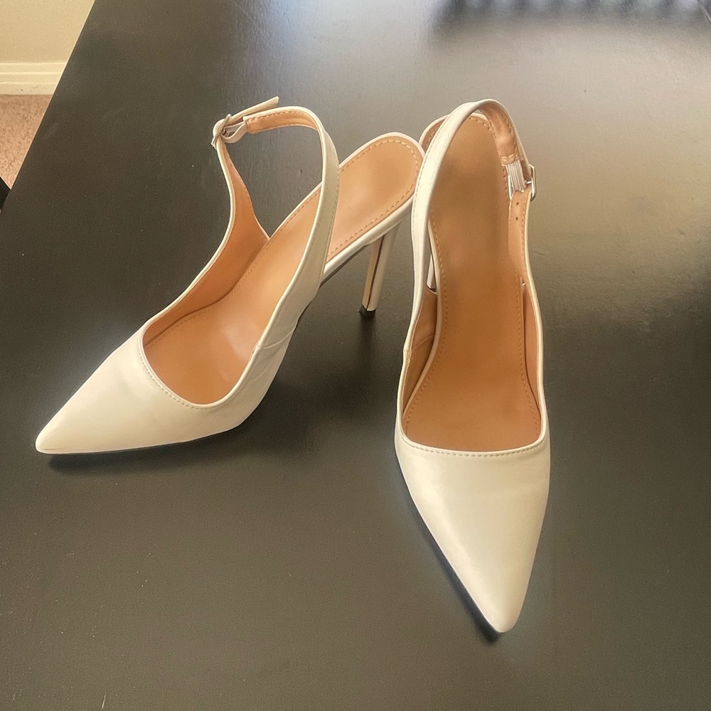 SHEIN Chic White Slingback Heels